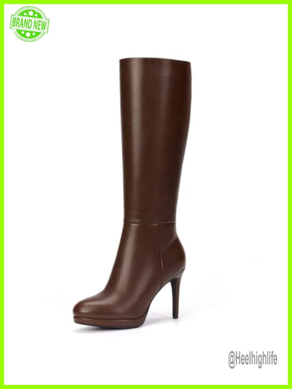 Women's Knee High Stiletto Platform Boots Pointed Toe Side Zip